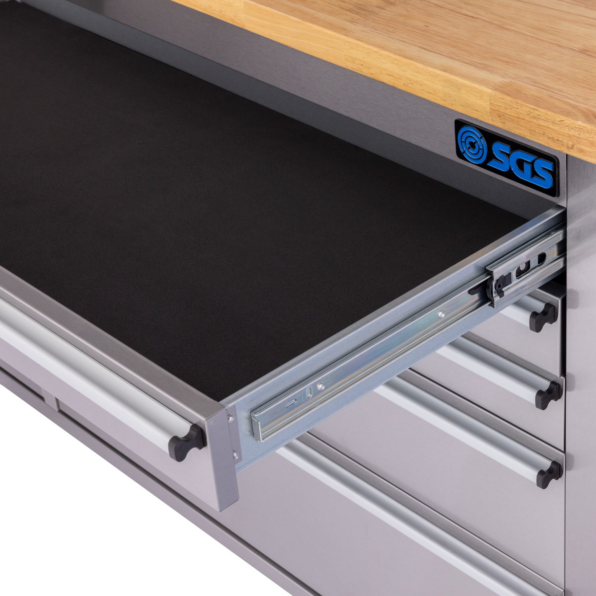 SGS 55in 10 Drawer Stainless Steel Roller Work Bench with Pegboard and Upper Cabinets
